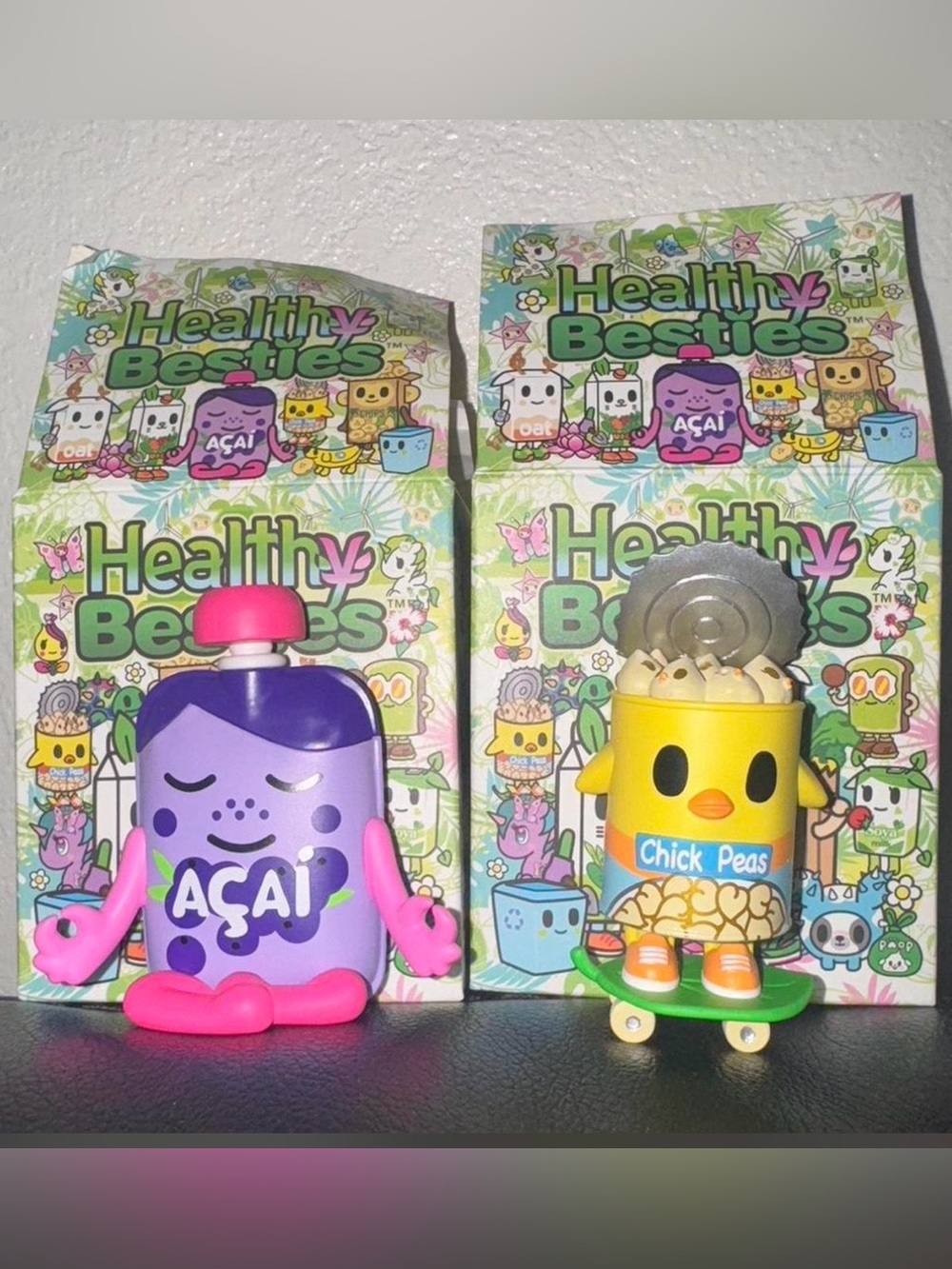 tokidoki Healthy Besties Acai Purple & Chick Peas Yellow Vinyl Figures